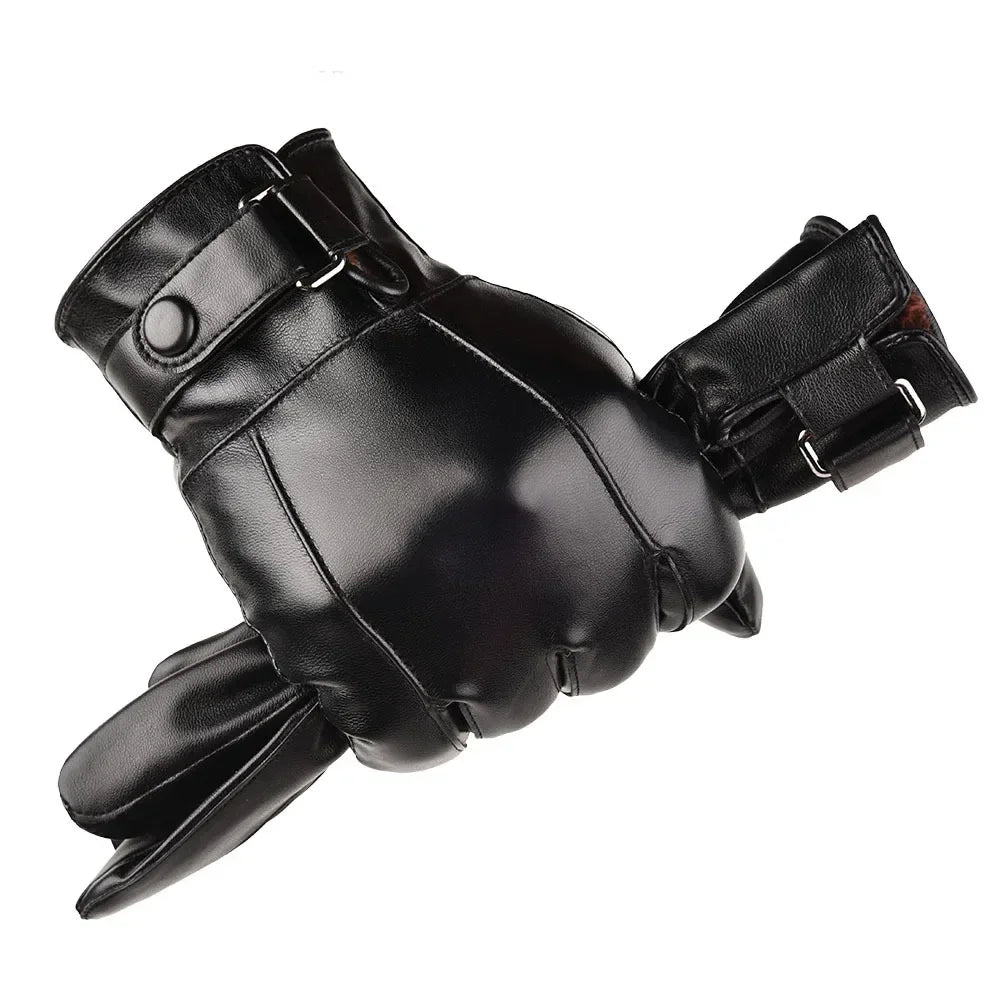 M&T Wear - Winter Gloves For Men Genuine Leather Gloves Outdoor Cycling Black Real Sheepskin Keep Warm Driving Motorcycle Gloves