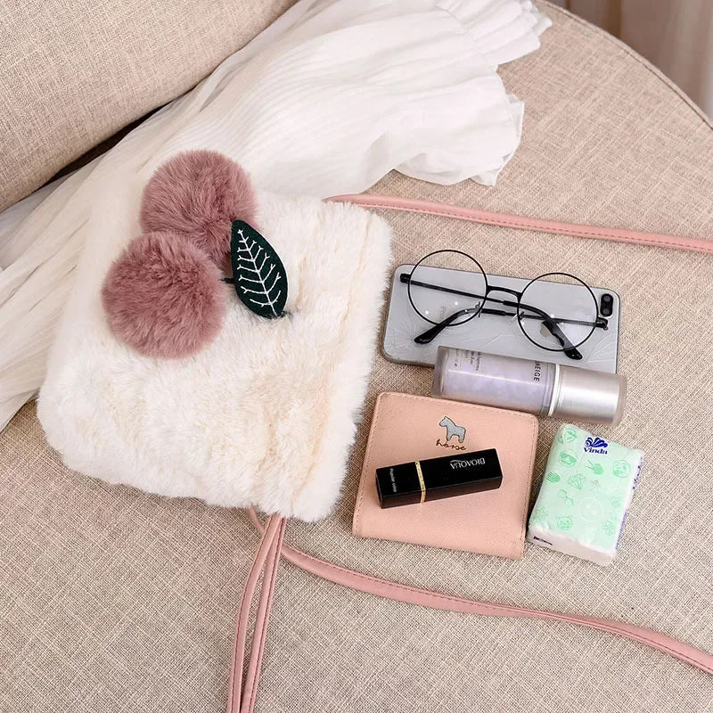 M&T Wear – Women’s Faux Fur Crossbody Bag | Cute Plush String Shoulder Purse