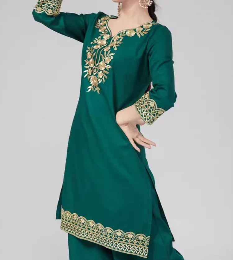 M&T Wear - Pakistani Clothing Women's Pure Cotton Embroidered Side Concealed Long Sleeved Shirt