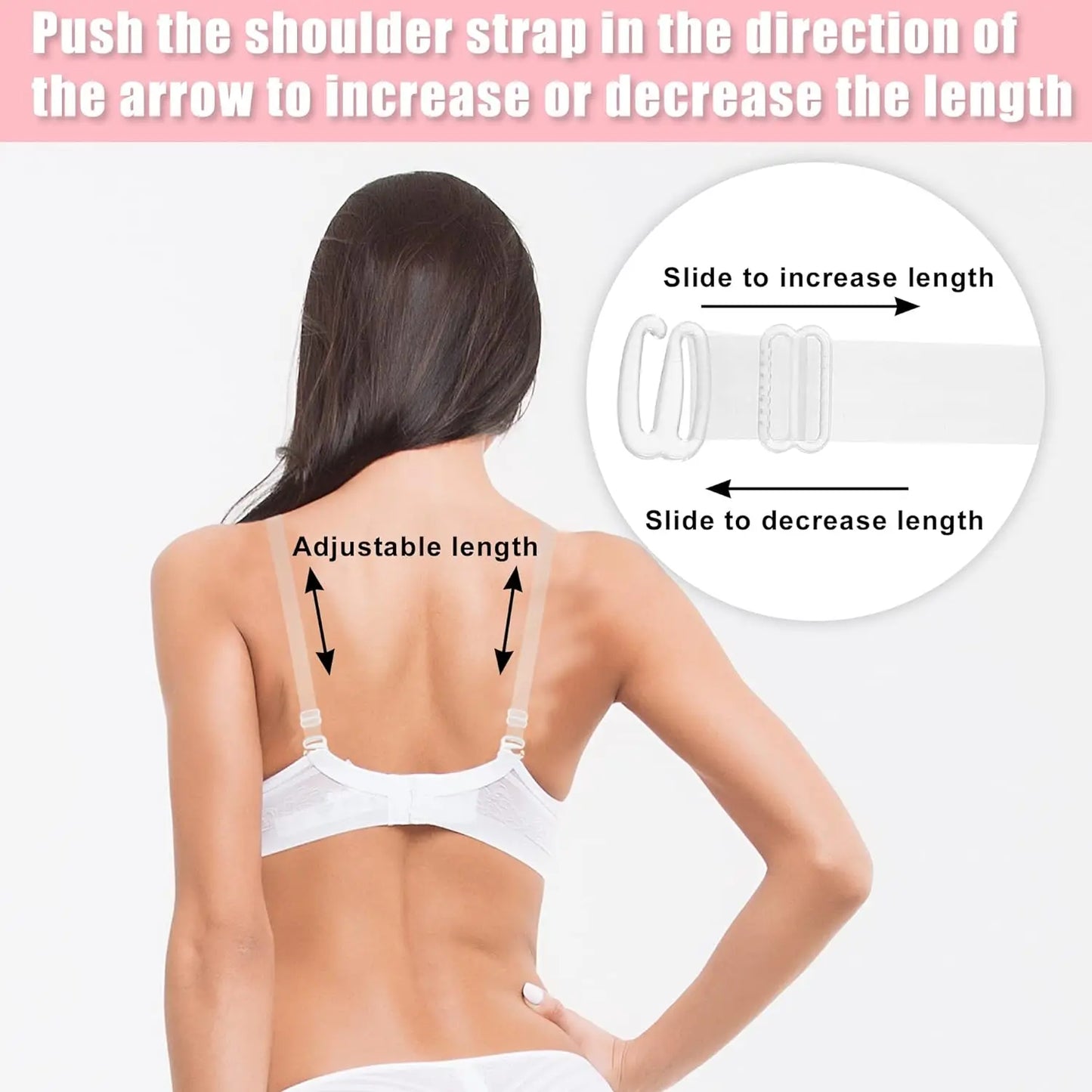 M&T Wear - 3 Pairs Invisible Clear Silicone Non-Slip Bra Straps