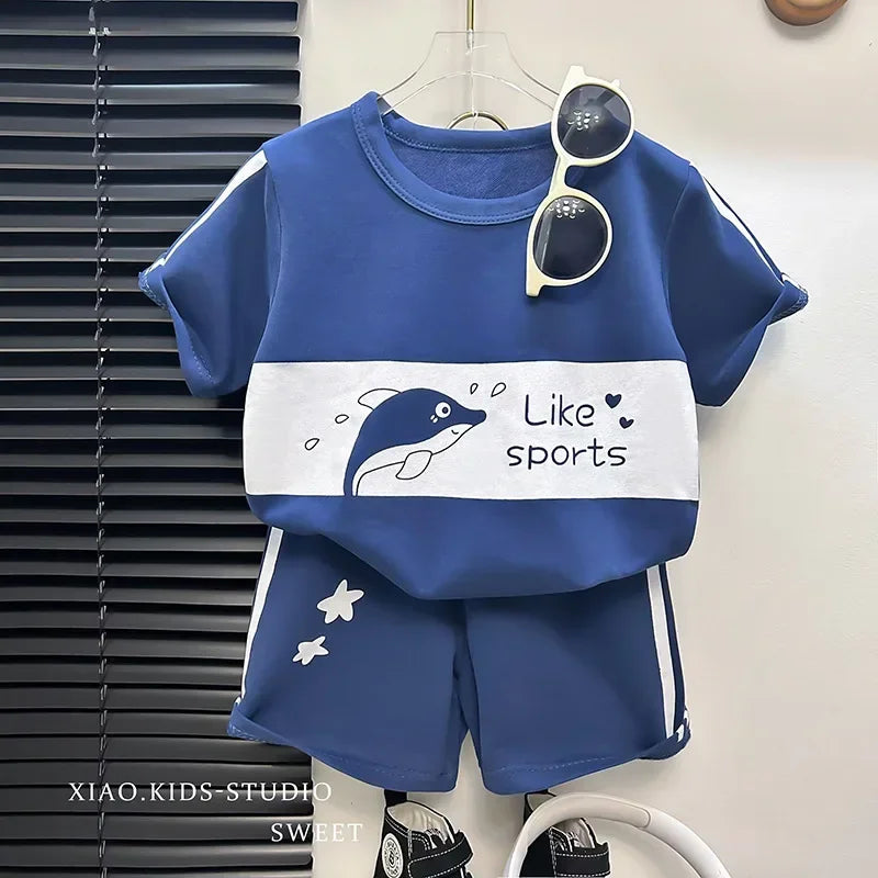 M&T Wear - Kids Clothes Cotton Set Short Sleeve Suit Baby Girls Boys Set Summer Tops +short Children's Wear 2024 New