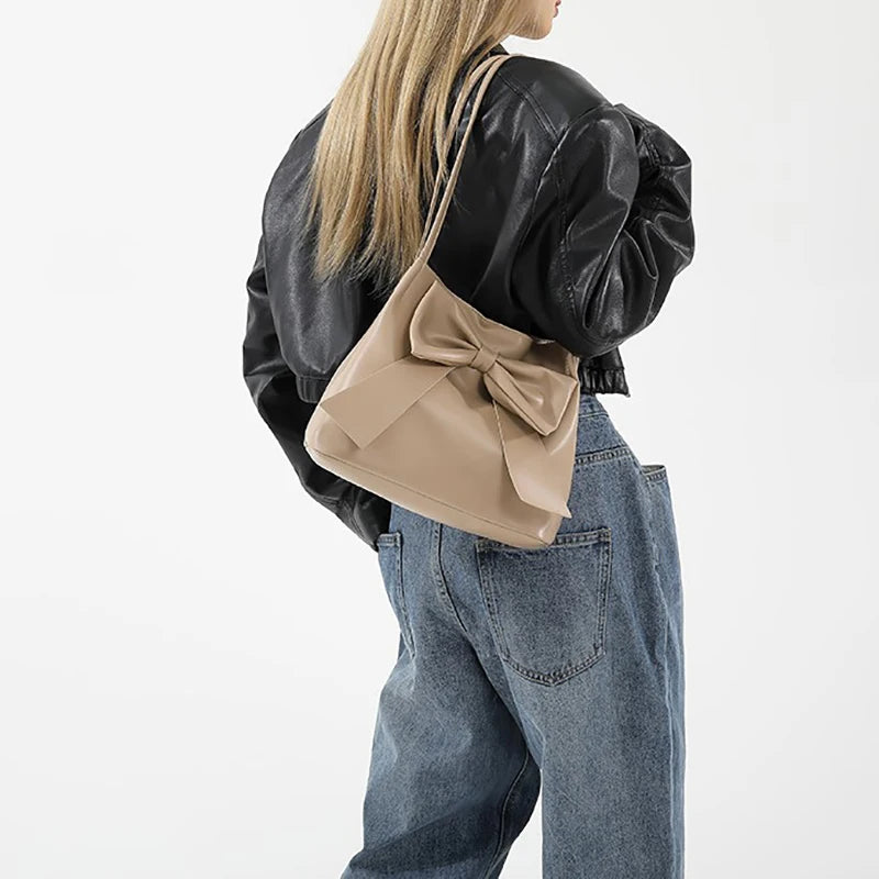 M&T Wear - Women’s Bow-Tie High-Capacity Underarm Bucket Bag