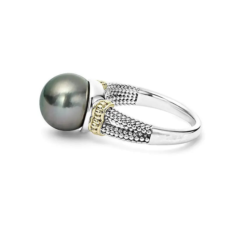 M&T Wear – S925 Grey Pearl Cocktail Ring for Women