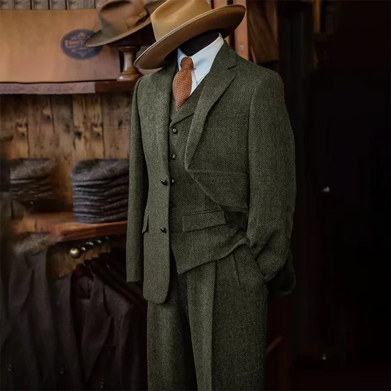 M&T Wear Men’s 3-Piece Herringbone Suit – Luxury 2025 Edition