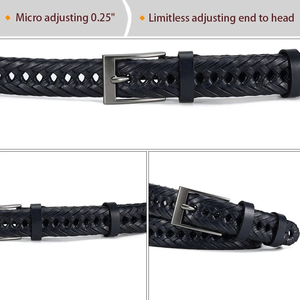 M&T Wear - Braided 100% Genuine Leather Pin/Automatic Belt