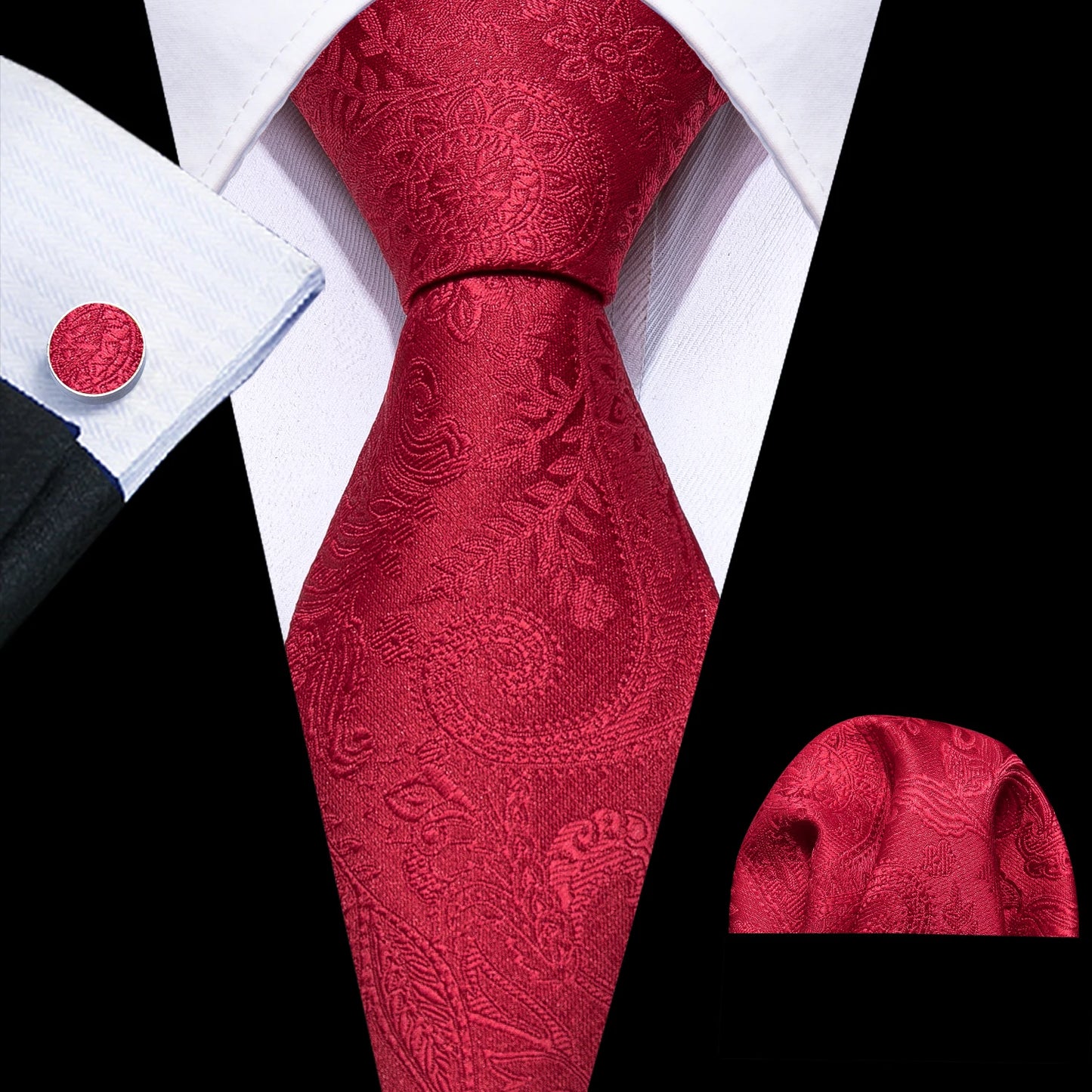 M&T Wear - Exquisite Floral Silk Necktie & Cufflink Set