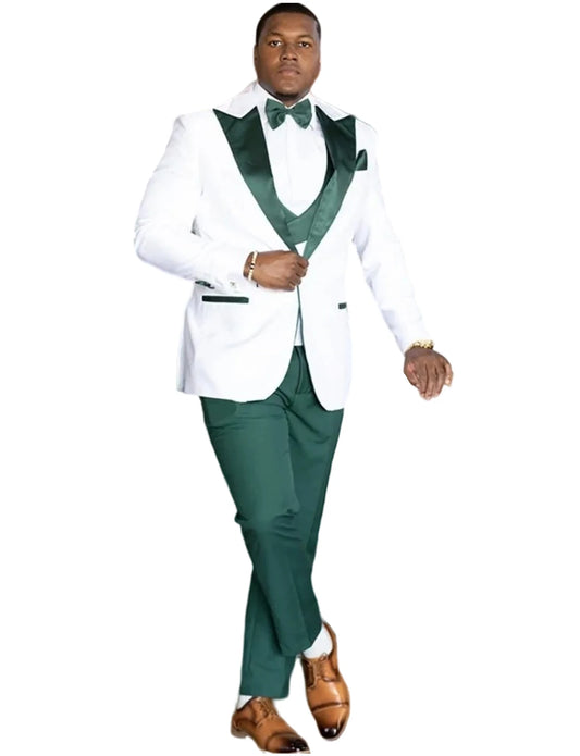 M&T Wear - Men’s 3-Piece Peak Lapel Tuxedo Suit – Perfect for Weddings, Proms & Business Events