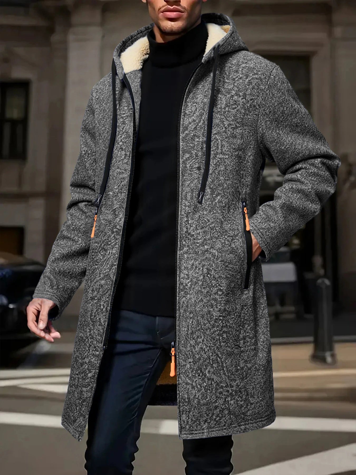M&T Wear - Winter Men's Long Overcoat Jackets Casual Hooded Cardigans Men Outwear Liner Thickened Warm Hoodies Oversize Winter Top Jacket