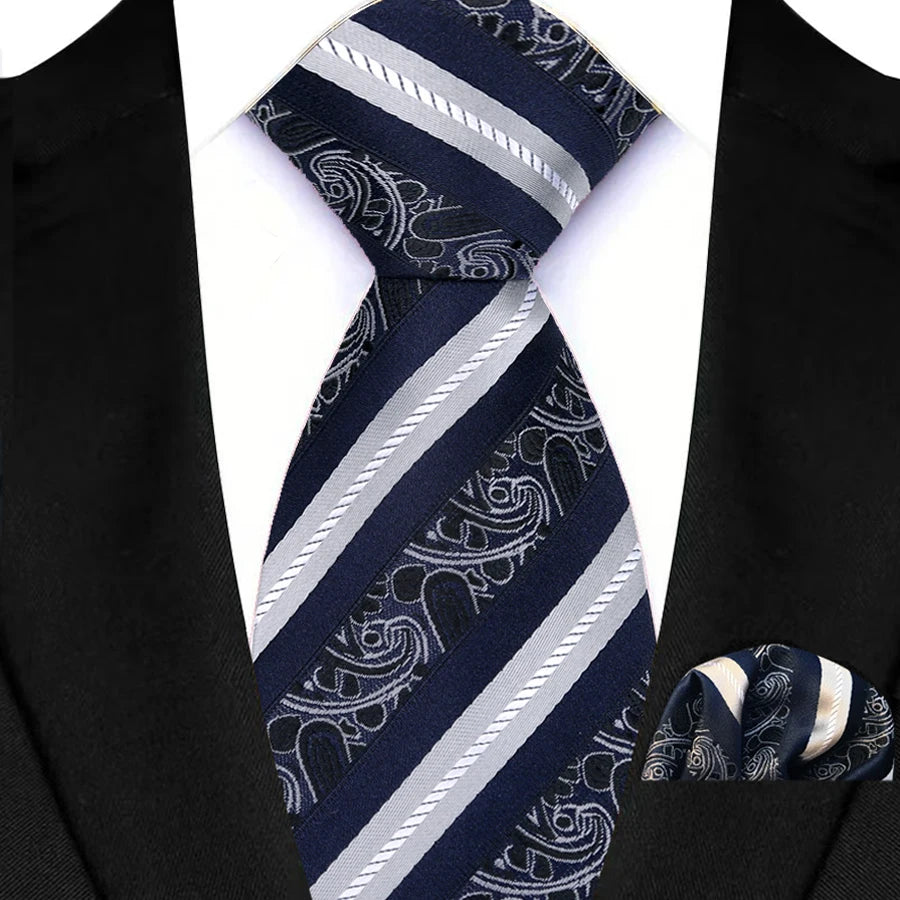 M&T Wear - Luxury Navy Solid 8cm NeckTie & Pocket Square Set