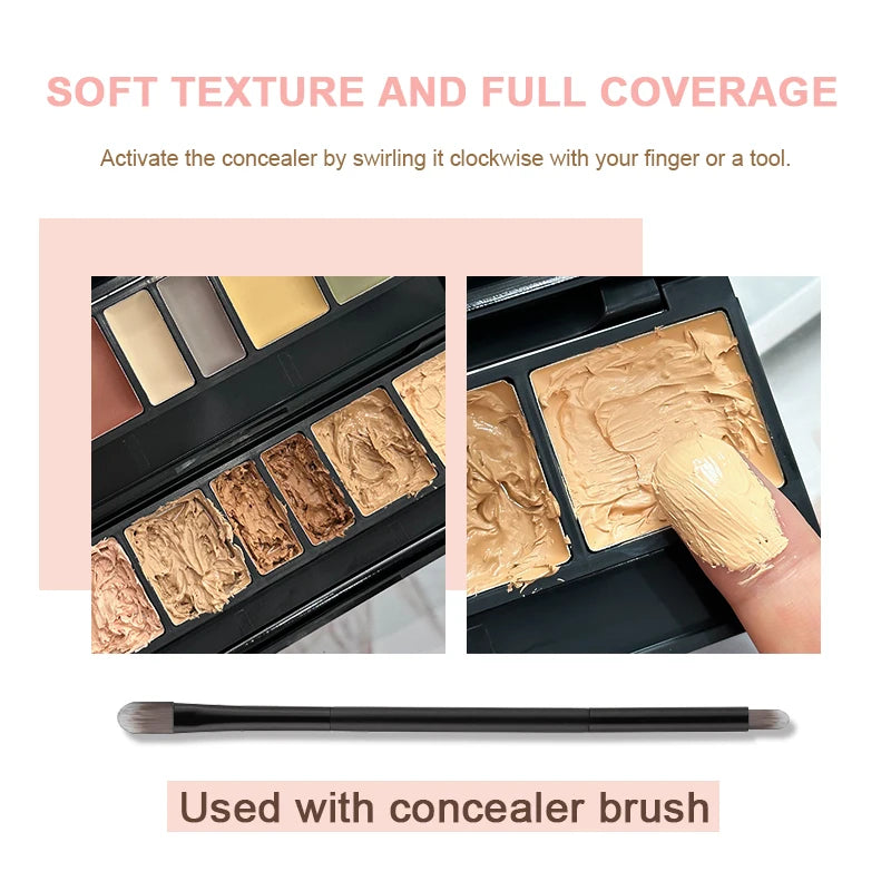 M&T Wear – 6-Color Full Coverage Concealer Palette with Brush