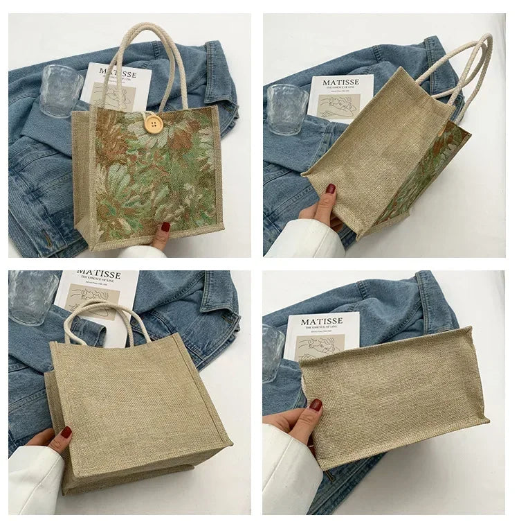 M&T Wear - Women’s Portable Linen & Nylon Top-Handle Handbag