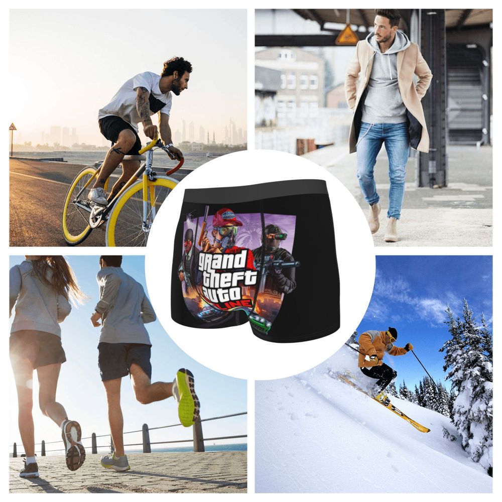 M&T Wear - Custom Grand Theft Auto Adventure Game Underwear Men Breathable GTA Boxer Briefs Shorts Panties Soft Underpants For Homme