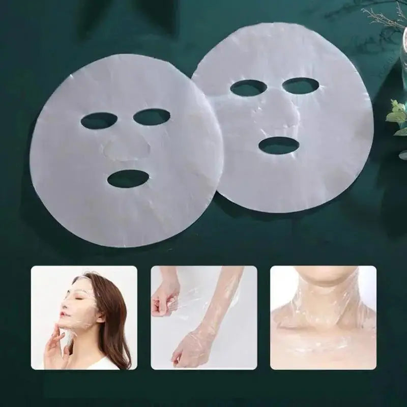 100pcs Disposable Transparent Full Face Covering PE Mask, Universal Skin Care Mask for Beauty Care, Moisturizing Accessories