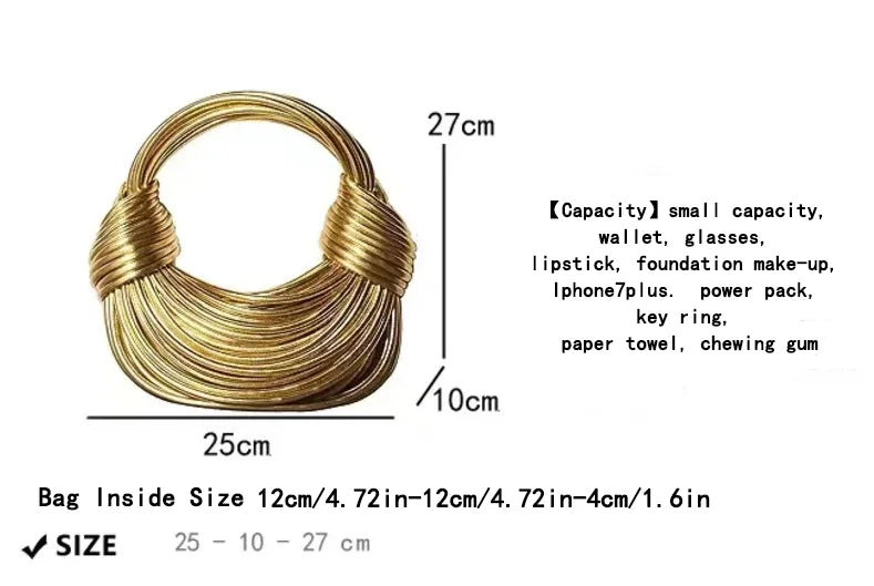 M&T Wear - Women’s Gold Luxury Handwoven Hobo Shoulder Bag