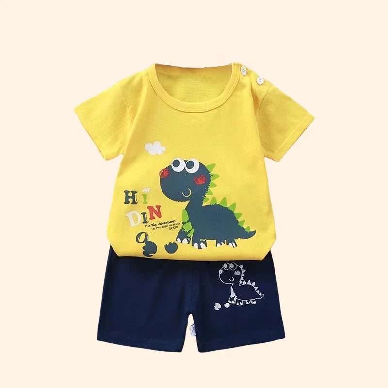 M&T Wear - Fashion Kids Clothes Boys Girls Sets Top Shorts 2PCS 100% Cotton Soft Summer Children Baby Cloths T-shirt Shorts Toddler Suit