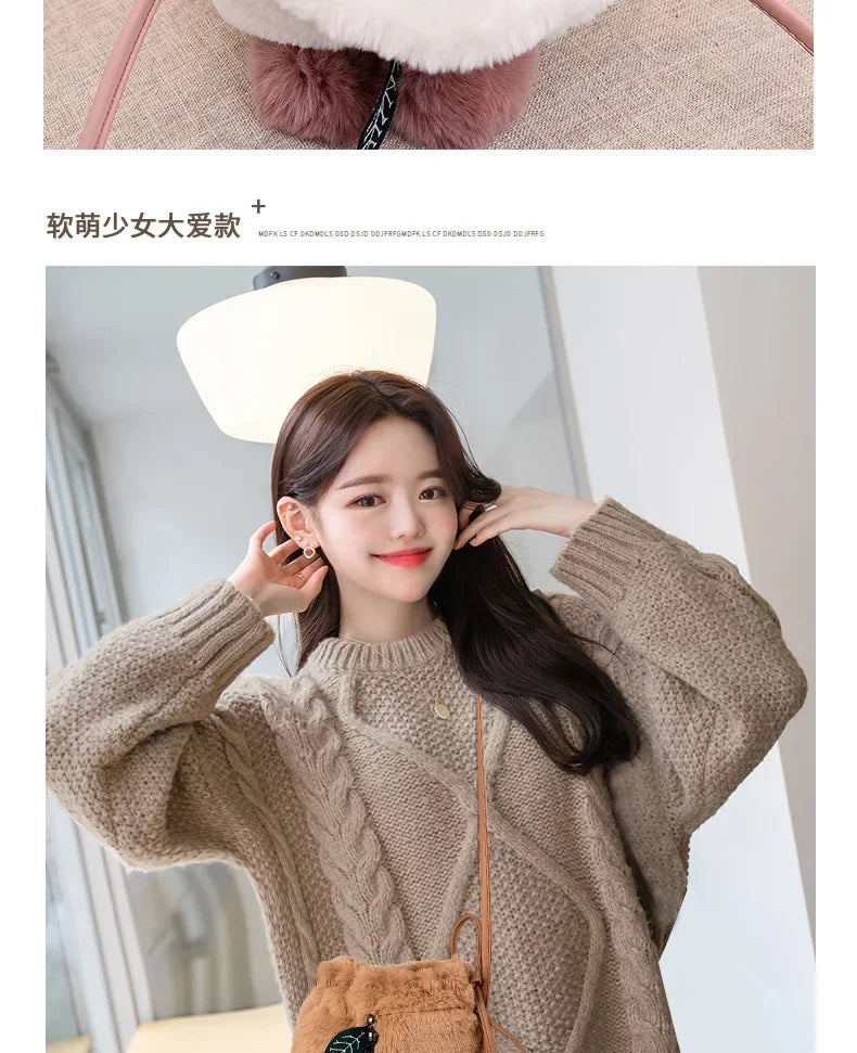 M&T Wear – Women’s Faux Fur Crossbody Bag | Cute Plush String Shoulder Purse