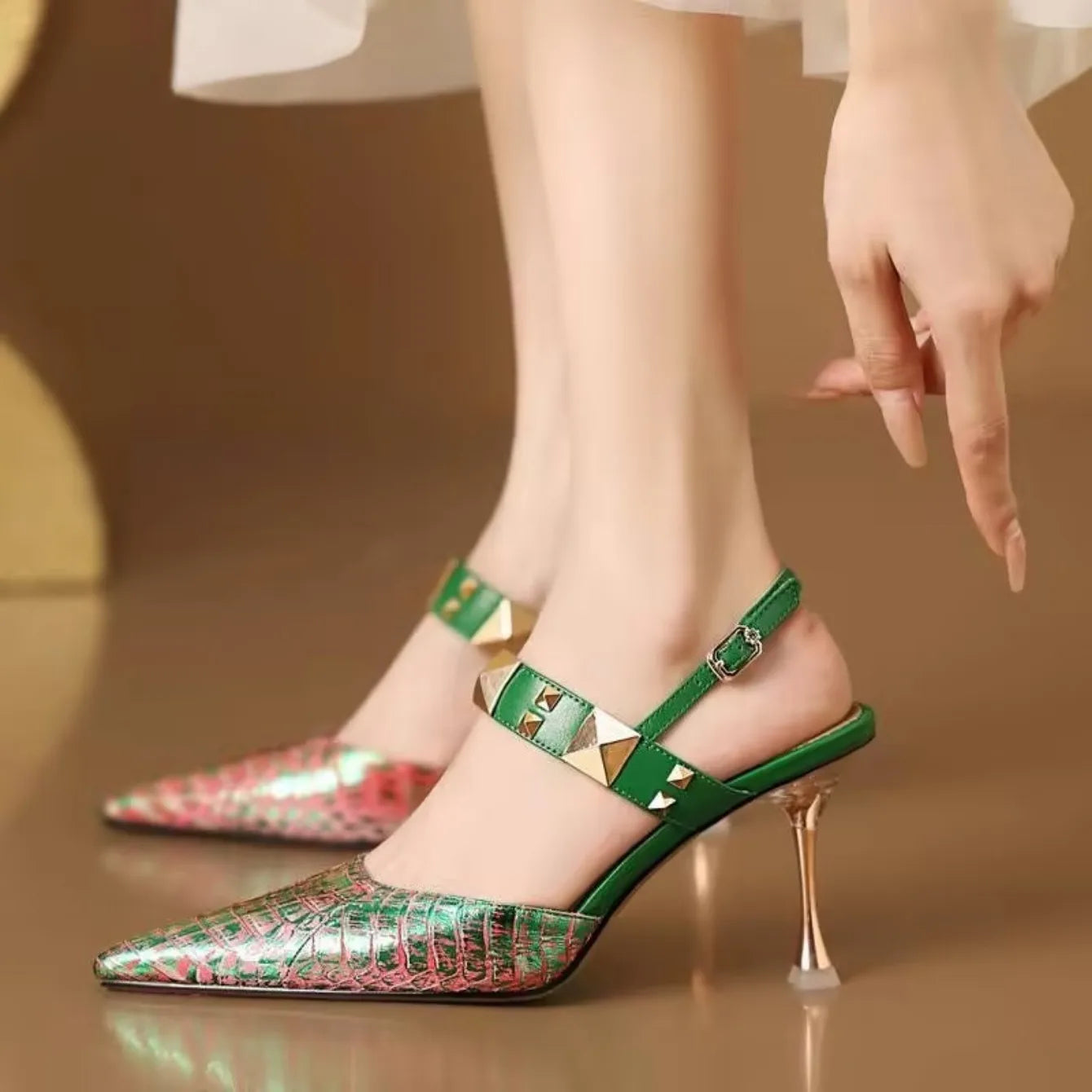 M&T Wear - Women Pumps 2025 New Pointed Toe Heels Women Elegant Party Rivet High Heels Shoes for Women Fashion Sexy Wedding Shoes Bride