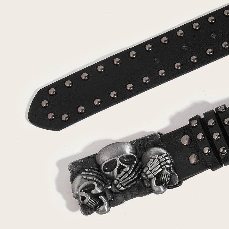 M&T Wear - Punk Goth Rivet Skull Buckle Belt