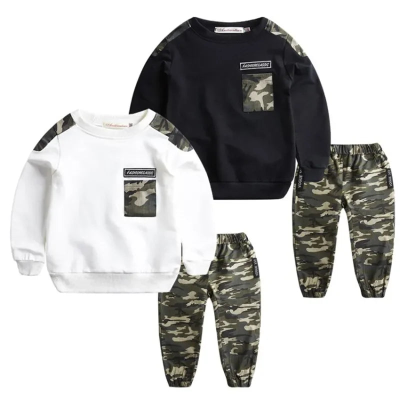 M&T Wear - Kids Sport Clothing Sets Boys Tracksuit Autumn Camouflage Children Tops Pants 2Pcs Kit Outfit Teenager Boys Camouflage Tracksuit