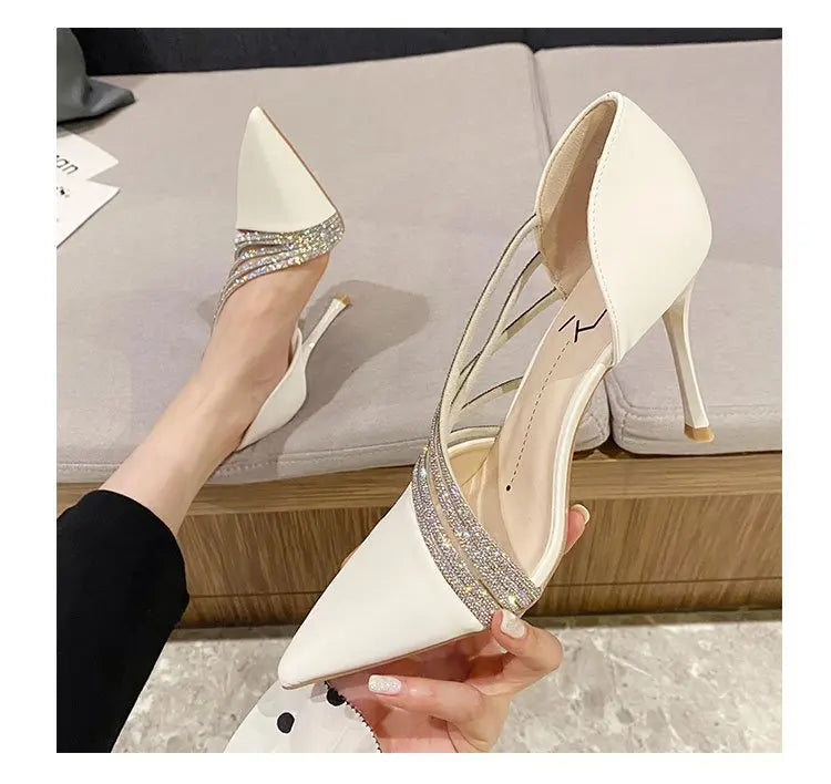 M&T Wear - Women Evening Party High Heels New  Pumps Elegant Ladies Pointed To Black  Strappy Stripper Shoes for Women