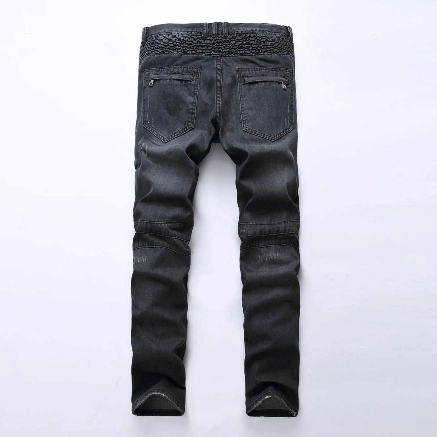 M&T Wear - Jeans Men Long Pants Denim Pant High Waist Simple Zipper Splice Casual Regular Slim Fit Straight Trousers Autumn Winter