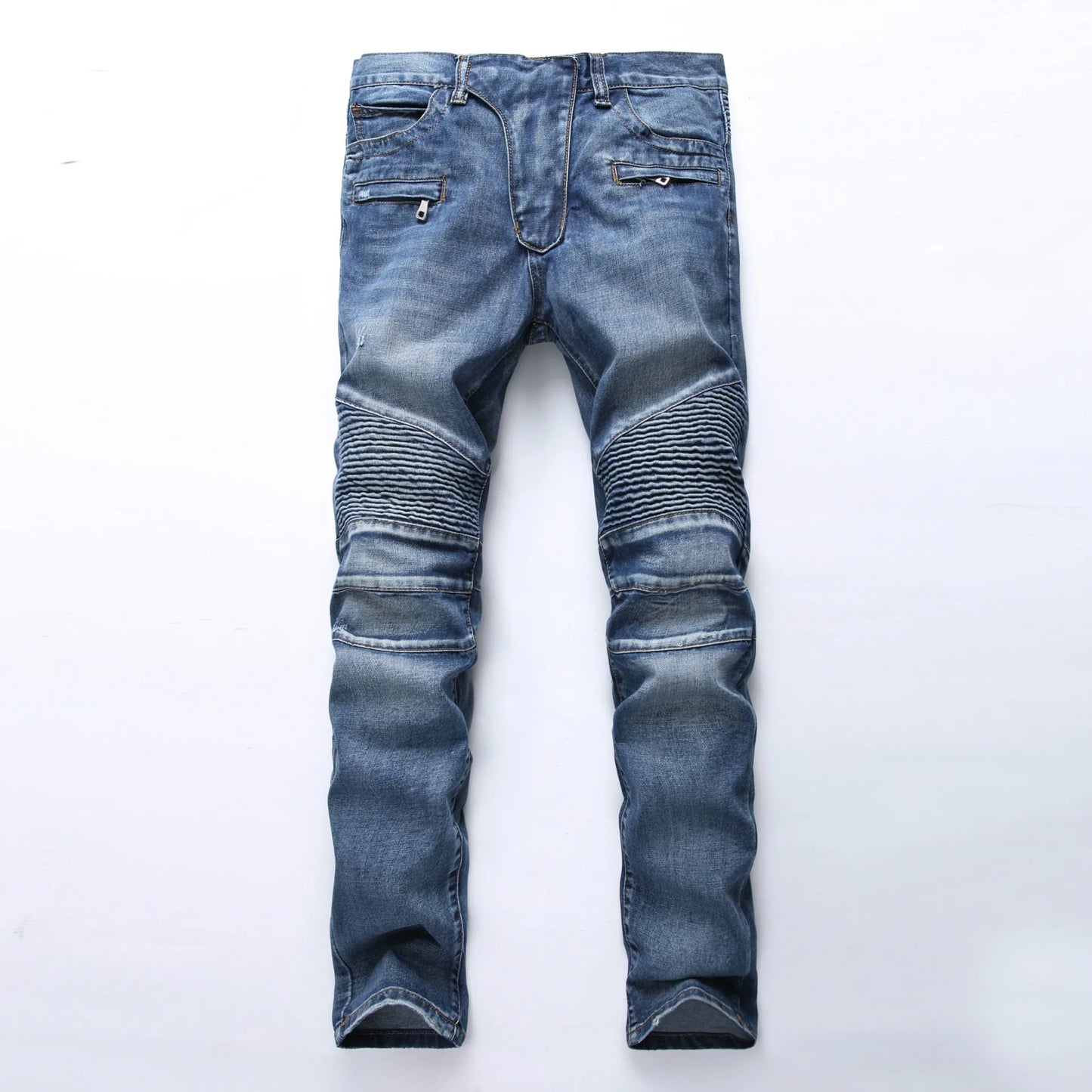 M&T Wear - Jeans Men Long Pants Denim Pant High Waist Simple Zipper Splice Casual Regular Slim Fit Straight Trousers Autumn Winter