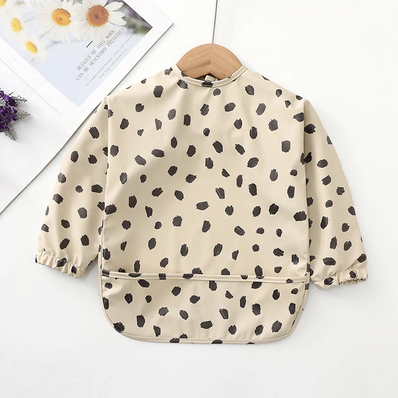 M&T Wear - Kids Baby Feeding Bibs Waterproof Long Sleeve Apron with Pocket Toddler Burp Cloth Boys Girls Anti-dirty Art Smock Baby Stuff