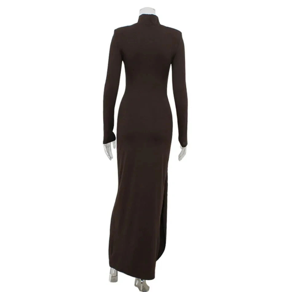 M&T Wear - Sexy High-Neck Waist-Tie Floor-Length Dress
