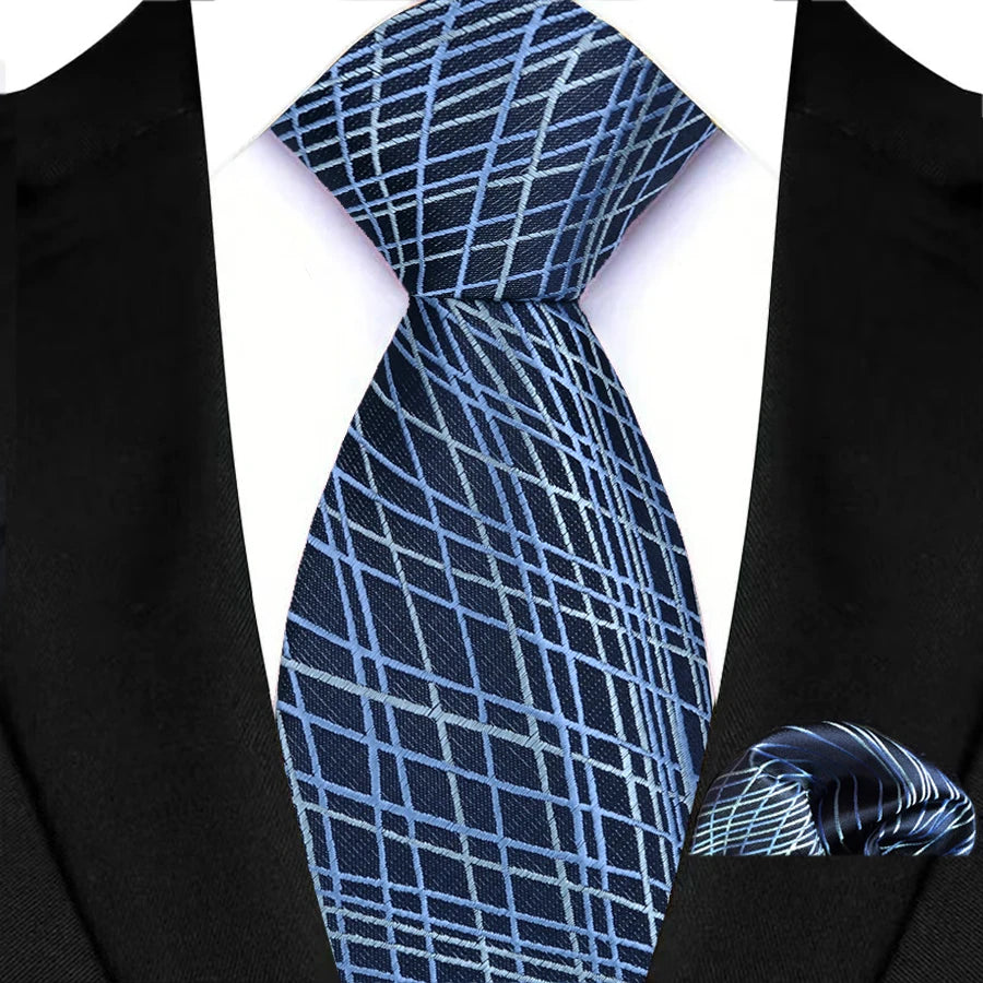 M&T Wear - Luxury Navy Solid 8cm NeckTie & Pocket Square Set