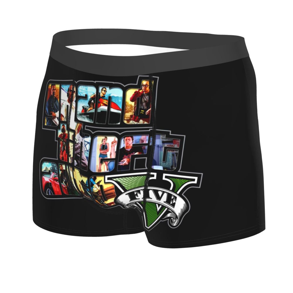 M&T Wear - Custom Grand Theft Auto Adventure Game Underwear Men Breathable GTA Boxer Briefs Shorts Panties Soft Underpants For Homme
