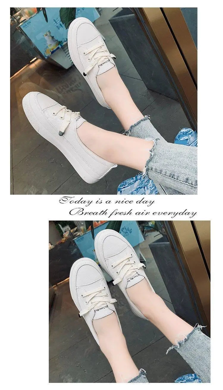M&T Wear - Women's Shoes New PU Leather Comfortable Casual Sports Shoes Fashionable Versatile Flat White Shoes