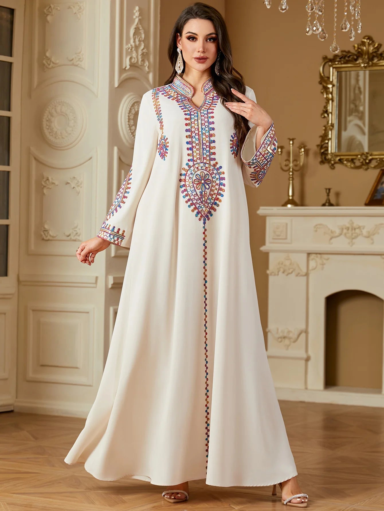 M&T Wear - Pakistani Women's Embroidered Loose abaya Dresses Elegant Casual Kaftan