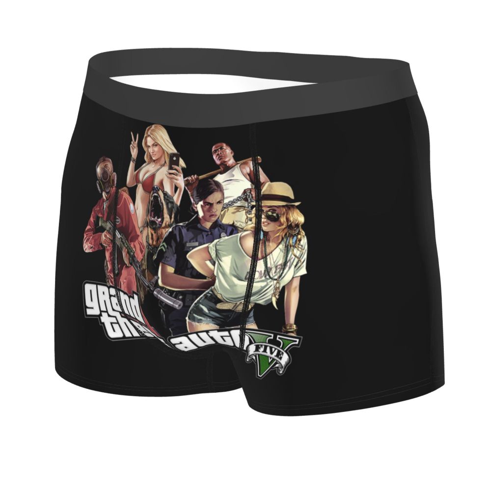 M&T Wear - Custom Grand Theft Auto Adventure Game Underwear Men Breathable GTA Boxer Briefs Shorts Panties Soft Underpants For Homme