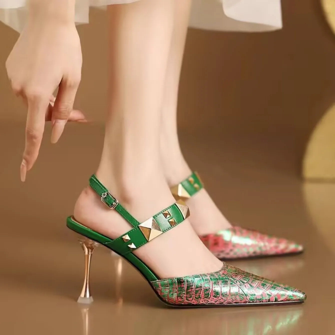 M&T Wear - Women Pumps 2025 New Pointed Toe Heels Women Elegant Party Rivet High Heels Shoes for Women Fashion Sexy Wedding Shoes Bride