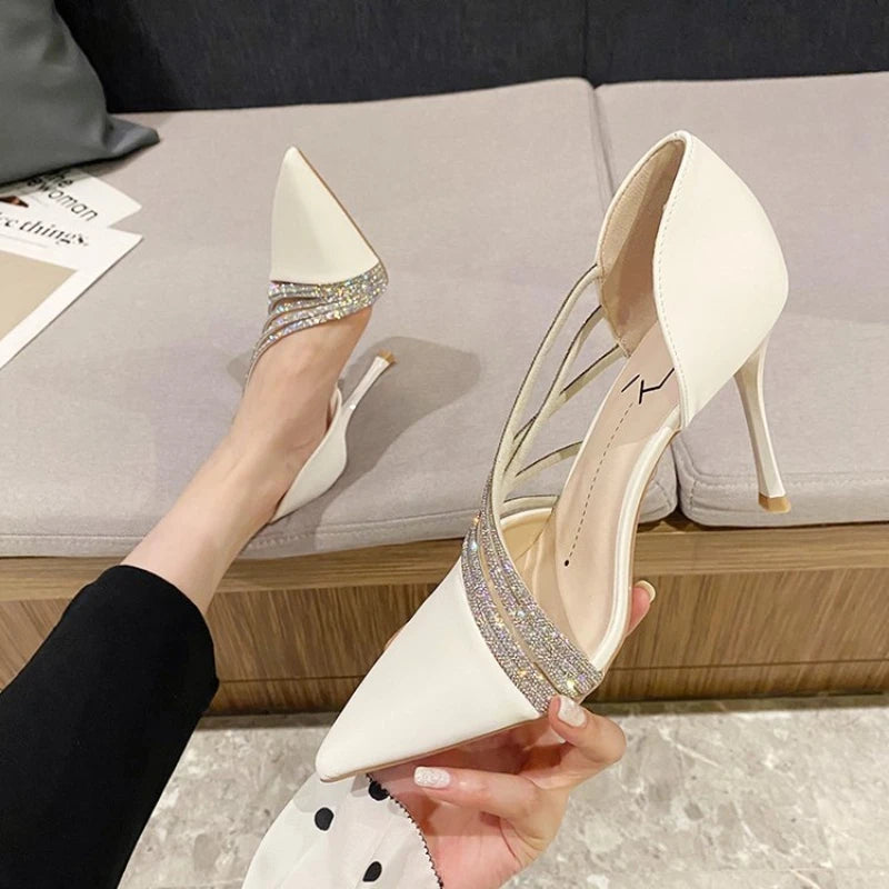M&T Wear - Women Evening Party High Heels New  Pumps Elegant Ladies Pointed To Black  Strappy Stripper Shoes for Women