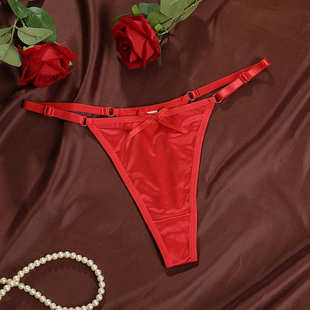 M&T Wear - Sexy Women's Satin Soft G-Strings Thongs T-Panties Low Waist Bow Briefs Shorts Comfortable Female Underwear Трусы Женские
