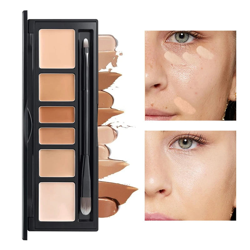M&T Wear – 6-Color Full Coverage Concealer Palette with Brush