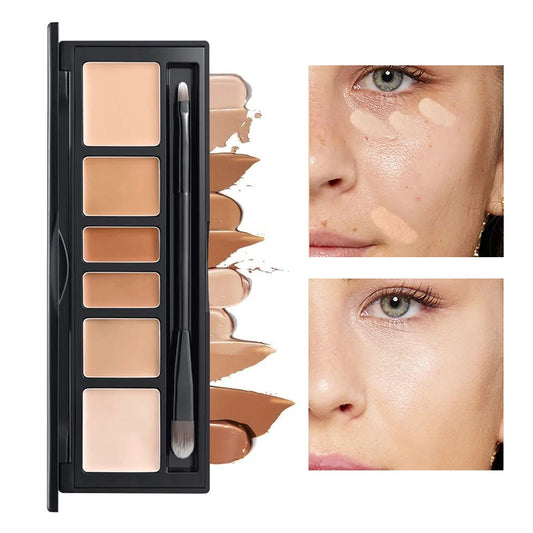 M&T Wear – 6-Color Full Coverage Concealer Palette with Brush