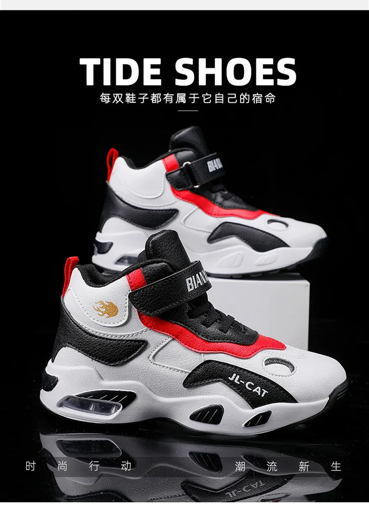 M&T Wear - Kids Basketball Shoes Boys Student Sports Shoes School Daily Outdoor Running Sneakers High Top Children Basketball Sneakers