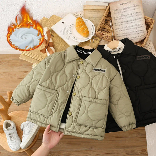 M&T Wear - Kids Boys Girls Jackets Children Winter Fleece Down Coat Toddler Padded Warm Windproof Outerwear Boy Autumn Plus Velvet Clothes