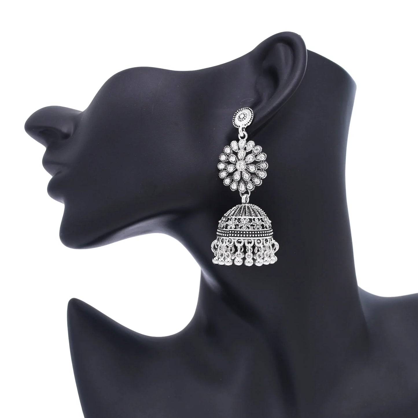 M&T Wear - Traditional Indian Jhumka Earrings for Women | Vintage Peacock Bell Design with Pearl Beads