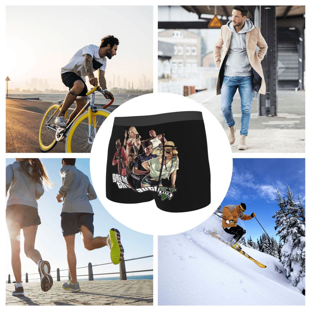 M&T Wear - Custom Grand Theft Auto Adventure Game Underwear Men Breathable GTA Boxer Briefs Shorts Panties Soft Underpants For Homme