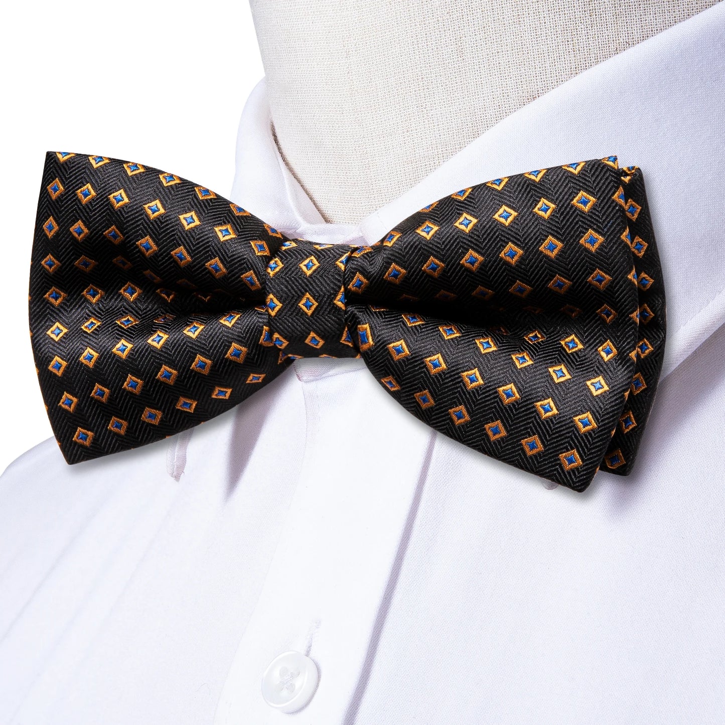 Hi-Tie 60 Color Classic Bow Ties for Men Silk Butterfly Pre-Tied Male Bowtie Pocket Square Cufflinks Set Jacquard Paisley Floral