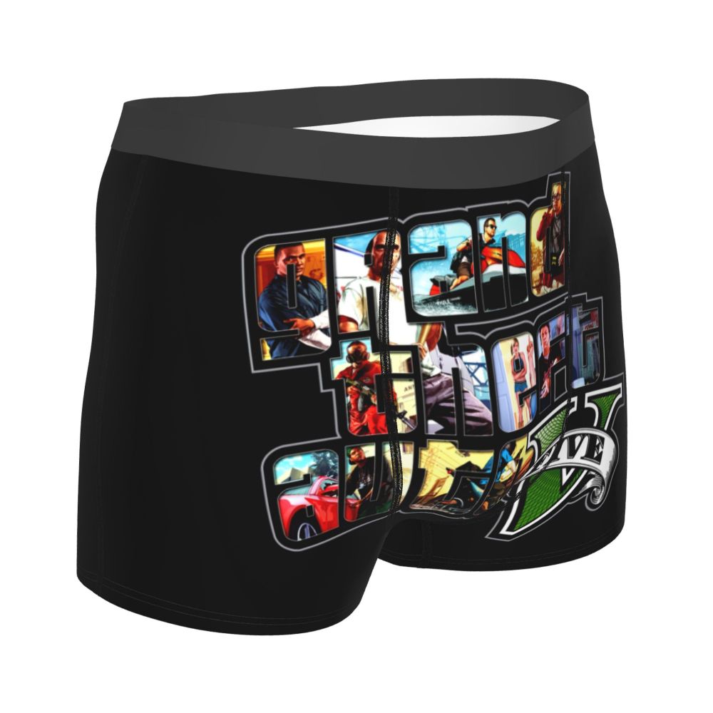 M&T Wear - Custom Grand Theft Auto Adventure Game Underwear Men Breathable GTA Boxer Briefs Shorts Panties Soft Underpants For Homme