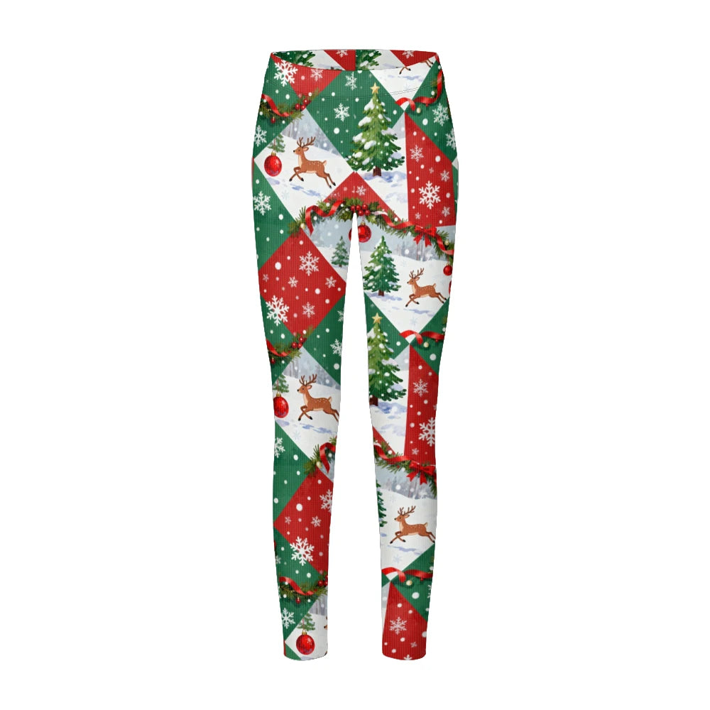 M&T Wear - Winter Snowflake & Checkered Warm Leggings