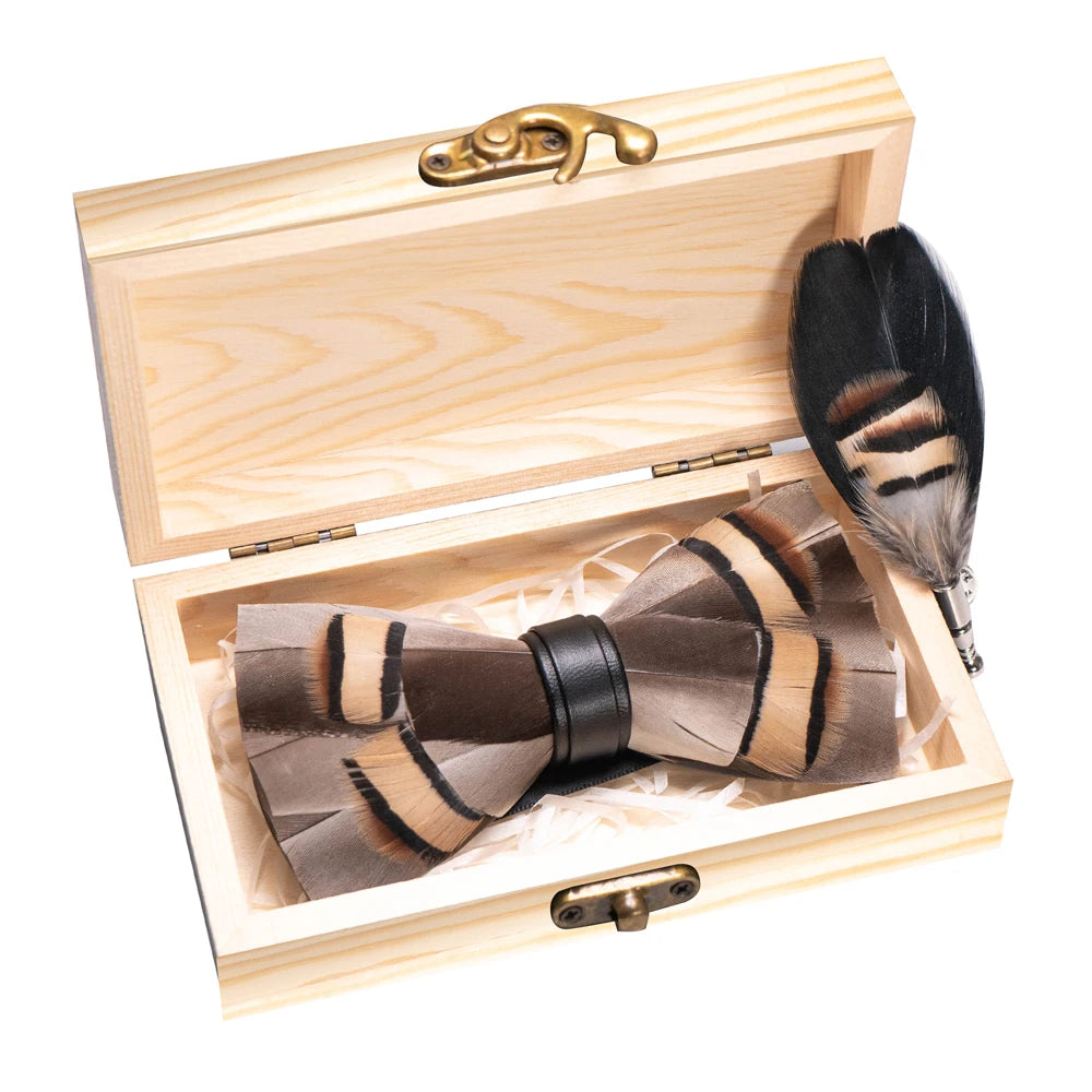 Wedding Bow Tie for Men Classic Burgundy Pre-tied Bowtie brooch wooden box Set for Party Show Butterfly Knot Groom best man Gift