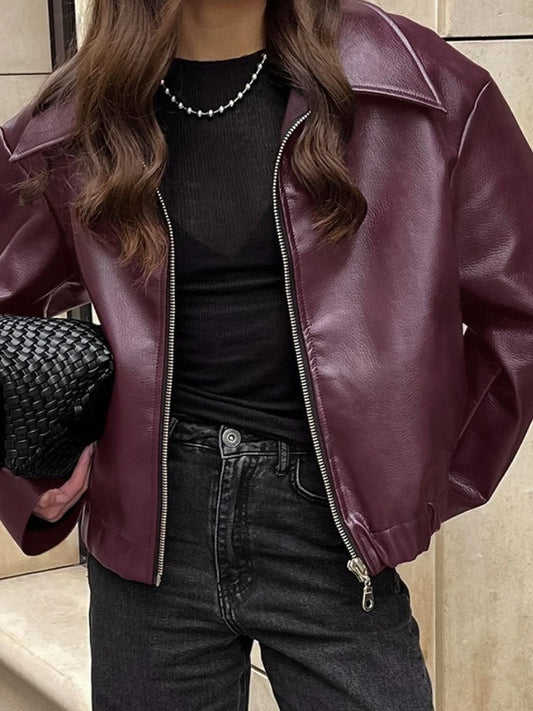 M&T Wear - Locomotive Leather Jacket 2025 Europe America Autumn Winter New Loose Coat Fashion Cross-border Leather Jacket New Women's Coat