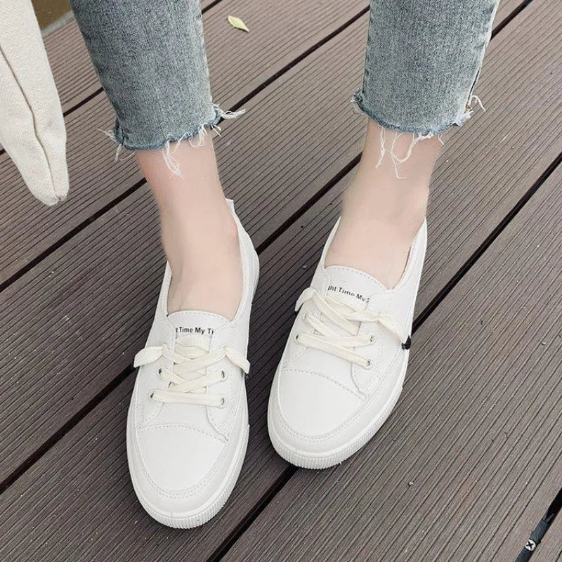 M&T Wear - Women's Shoes New PU Leather Comfortable Casual Sports Shoes Fashionable Versatile Flat White Shoes