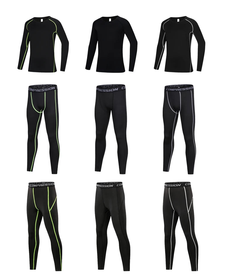 M&T Wear - Fitness Tracksuits Youth Warm Pants Tops Underwear Tight Sports Clothes for Boys Compression Running Basketball Sportswear