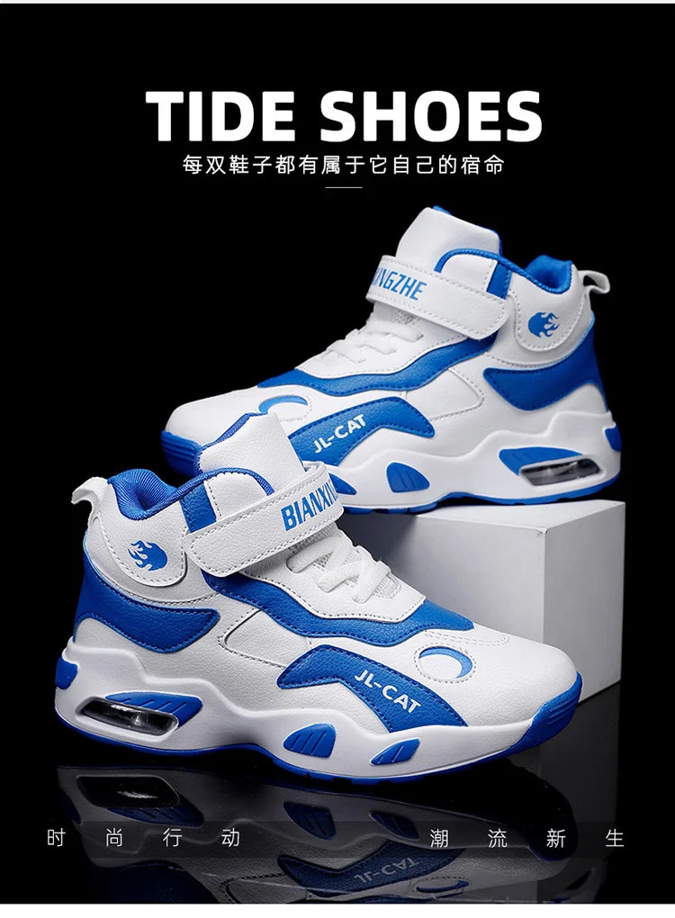 M&T Wear - Kids Basketball Shoes Boys Student Sports Shoes School Daily Outdoor Running Sneakers High Top Children Basketball Sneakers